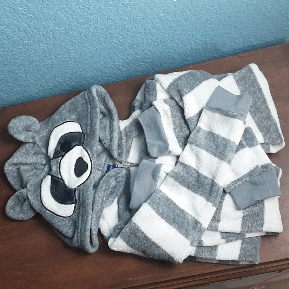 Raccoon Fuzzy Hooded Onesie